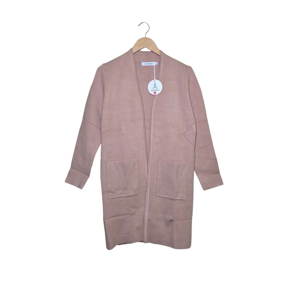 ANRABESS Women’s Open Front Knit Cardigan Sweater Light Camel Size Small New